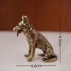 Ornamento de Cão Lobo de Latão Sólido Antiguidade Chinesa Diversos Cãozinho de Cobre Relógio Retro Cão de Guarda Decoração de Mesa Atacado