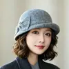 Novo chapéu de lã tweed retrô estilo francês para mulheres, chapéu de pescador de lã moderno para outono e inverno, chapéu bucket elegante que afina o rosto