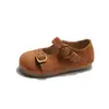 Zapatos Mary Jane Retro de Gamuza Estilo Coreano para Mujer 2026 Otoño Nuevos Versátiles Correa de Doble Hebilla Punta Redonda Suela Plana Boca Baja Zapatos de Salón