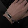 Collar de Piedra Negra para Hombre Estilo Frío Ins Acero de Titanio Hip-Hop Accesorios de Alta Calidad Cadena Doble Sentido del Diseño Infantil Nicho