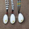 Atacado Jade Afegão Natural com Couro Cabo de Pedra Bruta Pingente de Pedra Bruta de Jade Branco Branco Joias de Pingente de Jade