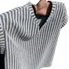 Chaleco de punto con cuello en V y estampado de espiga estilo americano para hombre, camiseta sin mangas holgada de moda para verano, camiseta sin mangas de estilo casual para hombre