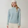 Simples, mas luxuoso! Suéter 100% cashmere para mulheres, com fio texturizado, gola semi-alta, malha grossa e um novo design de manga raglan, perfeito como camada base.