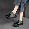 Jie shu 2023 Otoño Nuevo estilo fondo de espuma estilo deportivo combinación de colores capa superior piel de vaca con cordones retro casual zapatos de mujer