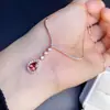 Colar Pingente Gota d'Água em Prata Esterlina S925 com Turmalina Natural para Mulheres, Estilo Europeu e Americano Pingente Geométrico de Gota d'Água com Chifre de Cervo com Toque de Alto Padrão