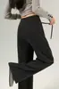 Pantalones Anchos de Lana Acetato Estilo Lulu Color Café Colección Otoño 2026 Pantalones Casuales Rectos Fluidos para Mujer