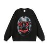 Camiseta de manga larga con estampado de máscara de cabeza oscura de alta calle europea y americana para hombre y mujer, moda hip hop retro casual transfronteriza