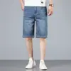 Shorts jeans reto slim fit masculino de alta qualidade, estilo fino de verão, novo modelo 2025, comprimento médio, elástico e respirável