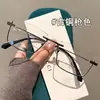 Nova Armação de Óculos Estilo Coreano Aro Dourado Armação Inferior Sensação de Alto Padrão Armação de Óculos Feminina Rosto Nu Óculos de Desejo Puro Moda Masculina Suave Óculos para Miopia