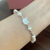 Pulsera de plata de ley s925 con perlas de agua dulce y fritilaria blanca de gato para mujer, con un temperamento dulce, linda y sencilla pulsera de plata rota.
