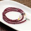Pulsera de granate natural de tres anillos para niñas diy cristal de fresa pulsera multitesoro vintage púrpura diente negro pulsera al por mayor