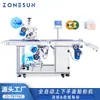 Máquina Automática de Etiquetado de Superficie Plana Superior e Inferior Zonesun Tarro de Vidrio Caja de Plástico Cartón Etiquetado de Superficie Superior e Inferior