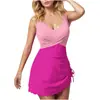 Nuevo Traje de Baño Enterizo Transfronterizo Europeo y Americano Combinación de Colores Sólidos Sexy que Cubre el Vientre Adelgazante Traje de Baño de Playa Amazon