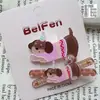 Dos Paquetes de Lindos Pasadores de Oso de Dibujos Animados Autocríticos, Pinzas de Pato Dulces para Estudiantes, Accesorios para el Cabello con Pinza de Corazón Femenino de Acrílico para Flecos