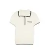 Suéter de Punto para Mujer 2026 Otoño Manga Corta Color Sólido Cuello Polo Corte Ajustado Atuendo Casual Moderno y Elegante