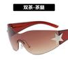 Gafas de Sol Kedun Integradas Estilo Aviador de Cinco Puntas Sin Marco 2022 Nuevo Europeo y Americano Y2K Milenial Chica Caliente Protector Solar