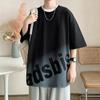 Camiseta de Manga Corta Degradada para Hombre Verano Estilo Hong Kong Moderna Holgada Marca de Moda Top para Estudiante Cuello Redondo Manga Corta Camiseta de Manga Corta