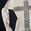Camiseta de Diseño Personalizado Estilo Americano Retro Y2K Cruzada con Estampado de Letras con Pedrería Chica Picante Nueva de Principios de Primavera Transfronteriza