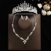 Conjunto de três peças para noiva: coroa, colar e brincos. Acessórios de cabelo para casamento. Acessórios de casamento. Coroa estilo coreano.