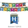 Conjunto de decoração de festa de aniversário de monster truck, com tema de veículo off-road para meninos, incluindo faixas, balões pendurados e toppers de bolo