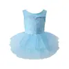 Saia de Malha para Dança Infantil 2026 Traje de Performance para Meninas Ginástica Roupa de Treino com Lantejoulas Saia de Balé Sem Mangas