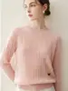 Novo suéter feminino de cashmere para outono e inverno, puro caxemira de cabra, gola redonda, blusa de tricô trançado