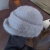 Sombrero de Equitación Versátil Estilo Diseñador para Mujer, Boina de Piel Sintética de Conejo, Sombrero de Celebridad de Internet y Socialité, Sombrero Octogonal Cálido de Invierno
