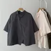 Camisa Midi Irregular para Mulheres, Novo Estilo de Verão, Caimento Solto, Tamanho Grande, Emagrecedora, Curta na Frente e Longa Atrás, Blusa de Algodão com Manga Curta