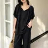 Novos Pijamas de Algodão e Seda Primavera/Verão 2026 para Mulheres, Manga Curta, Amarrar, Novo Estilo Chinês, Conjunto de Roupa Caseira Soltinha, Pode Ser Usado Fora