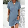 Roupas Femininas Europeias e Americanas Transfronteiriças 2023 Novo Amazon Decote V Cor Sólida Suéter Confortável Casual Vestido de Botão