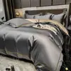 Luxo Leve 120 Fios Tencel Conjunto de Quatro Peças Verão Seda Gelada Capa de Colcha Fresca Sedosa Roupa de Cama para Dormir Nu 4