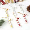 Decoraciones navideñas transfronterizas rojo y blanco caramelo bastón pequeño colgantes de árbol de Navidad bastón hecho a mano plateado dorado adornos