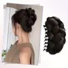 Peluca de coleta sintética resistente al calor para mujer - Con moño clip-in y estilo trenza, Aumenta instantáneamente el volumen del cabello corto, Bajo mantenimiento, Adecuada para uso diario, Navidad y otras fiestas navideñas