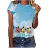 Amazon 2024 Pulôver Feminino Transfronteiriço Camiseta de Manga Curta Temporada de Formatura Formatura Top Casual Camiseta Feminina