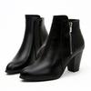 Botas de cuero de comercio exterior moda europea y americana botines de tacón grueso talla grande zapatos de mujer retro chic color cremallera lateral botas Martin transfronterizas