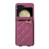 Adecuado para Samsung Z Flip7 Funda con Tarjetero, Z Flip6 Cruzada con Espejo, Funda Protectora de Moda Acolchada