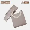 Conjunto de ropa interior térmica de encaje modal, nuevo estilo otoño e invierno, ligero y juvenil, conjunto de top y pantalón base adelgazante