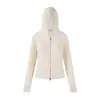 Suéter Cardigan Twist com Zíper Duplo Estilo Coreano para Mulheres 2025 Outono Novo Slim Curto com Capuz Malha Top