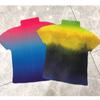 Miyake Moda Estampada Plissada Mais Vendida Blusa Feminina Fina Gola Alta Manga Curta Verão Nova Temperamento Camiseta Fashion