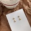 Pendientes colgantes traseros pequeños lisos de plata S925 para mujer, pendientes versátiles de doble uso, viento frío