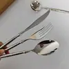 Cuchillo, Tenedor y Cuchara de Acero Inoxidable 304 Estilo Europeo Patrón Martillo de Ballet Gama Alta Hotel Restaurante Vajilla Occidental Cuchara de Postre Cuchillo y Tenedor para Bistec