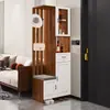 Armário de Sapatos de Madeira Maciça, Armário de Entrada, Divisória de Tela Integrada para Sala de Estar, Novo Modelo 2025, Armário de Vinho de Frente para a Porta, Armário de Hall de Entrada