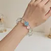Pulseira de Cristal Branco Puro Natural Combinada com Água-Marinha Pulseira de Círculo Único DIY, Fornecimento Direto do Fabricante