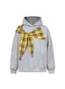 Outono e Inverno 2025 Marca Americana Retro Tendência Alça Xadrez Laço Novo Moletom com Capuz de Manga Longa Tops Femininos