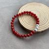 Nuevo Collar de Abalorios Envueltos en Alambre de Aventurina Estilo Chino para Mujer, Pulsera Versátil de Piedra Natural Roja con Abalorios de Plata para Verano