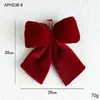 Decoraciones navideñas de terciopelo rojo transfronterizas en stock con lazo tridimensional, adornos para árbol de Navidad, decoraciones para ventana