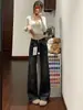 Jeans Retro Americano Micro Acampanados para Mujer Otoño 2026 Nuevos de Cintura Alta Doble Botonadura Ajustados Acampanados de Bota Pantalones Largos