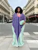 Estação Independente Transfronteiriça Novo Africano Plus Size Vestido Listrado Decote V Roupão Solto Europeu e Americano Comércio Exterior Color Block Vestido Longo