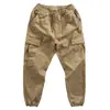 Estilo Novo de Outono Macacão de Renda Microelástica com Cadarço Amarrado no Tornozelo Calça Casual Khaki Lavada Retro Tendência ao Ar Livre Calça Masculina Solta