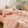 Juego de cuatro piezas de algodón 100% teñido en hilo y lavado, algodón puro, sin marca, suministrado por el fabricante, funda de edredón de alta calidad, sábana bajera de estilo japonés, ropa de cama al por mayor